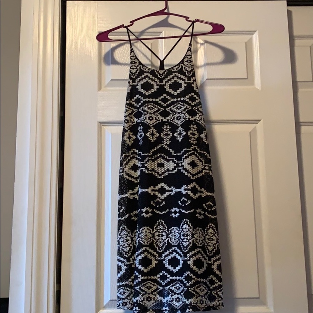 Black and white shift dress
